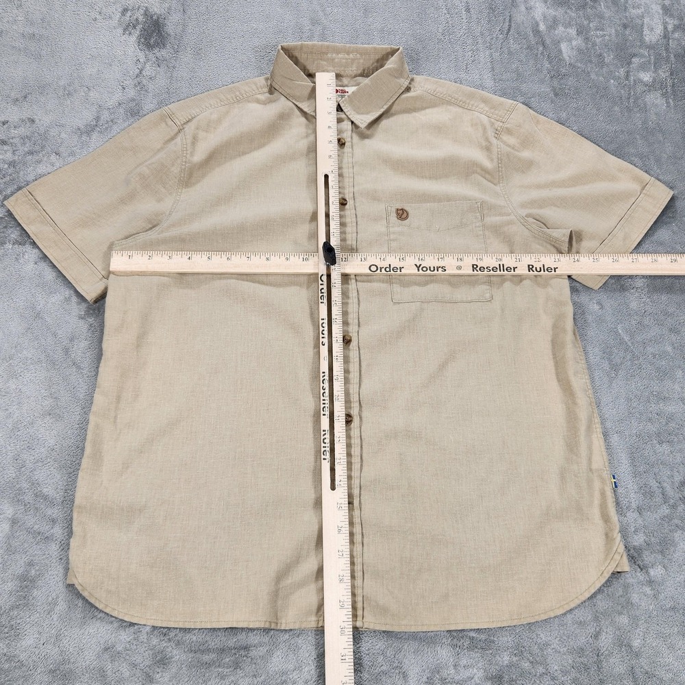 Fjallraven Ovik Travel Shirt Mens XL Beige Hemp Short Sleeve Button Up Outdoor - Picture 8 of 13